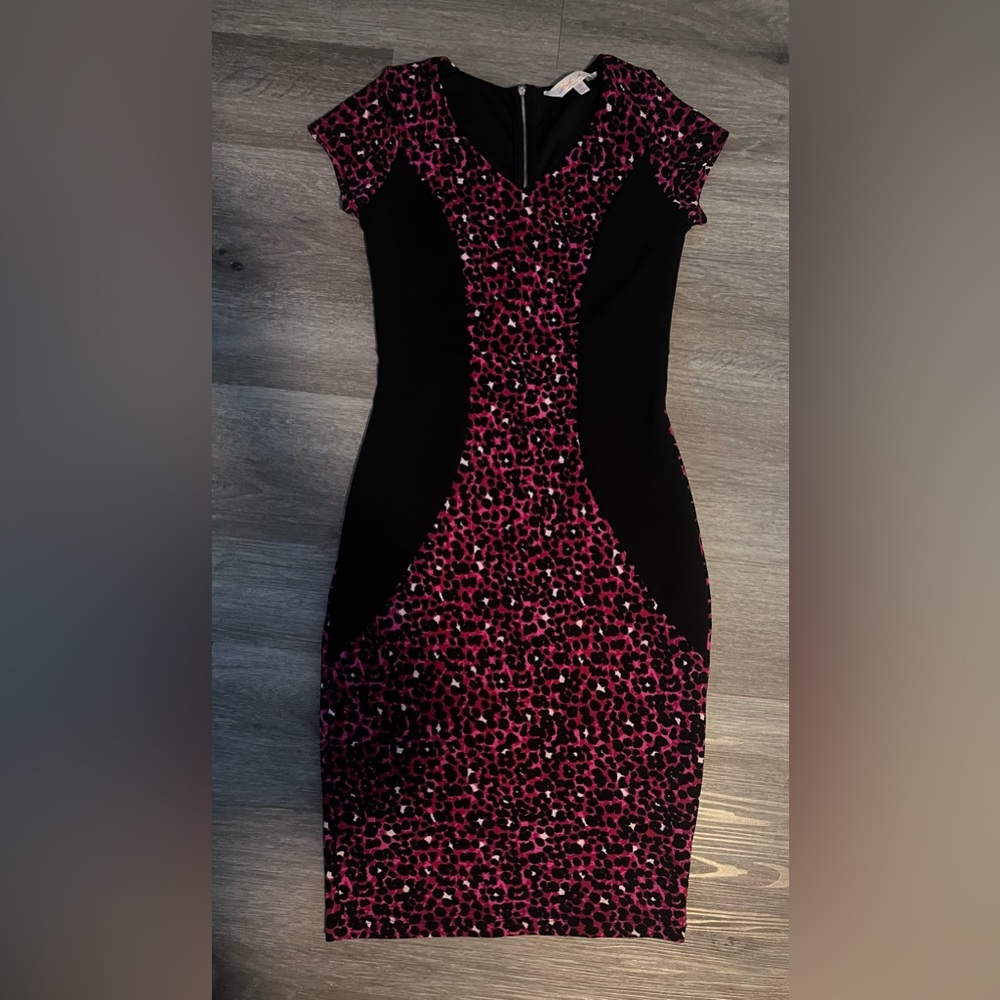 Marilyn Monroe Black and Pink Patterned Mini Dress